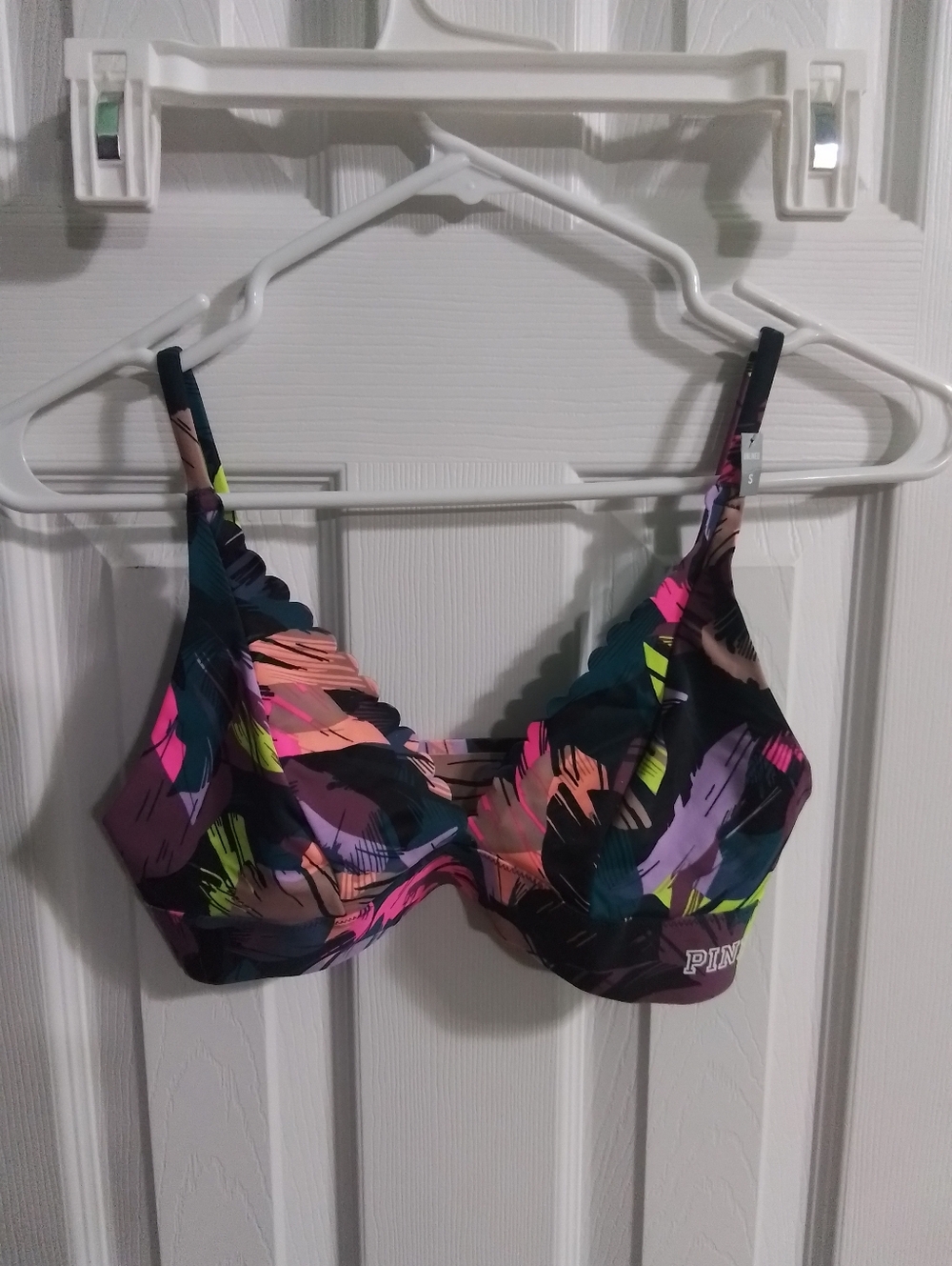 PINK Victoria's Secret Multicolor Bonded Bra with Neon Brushprint